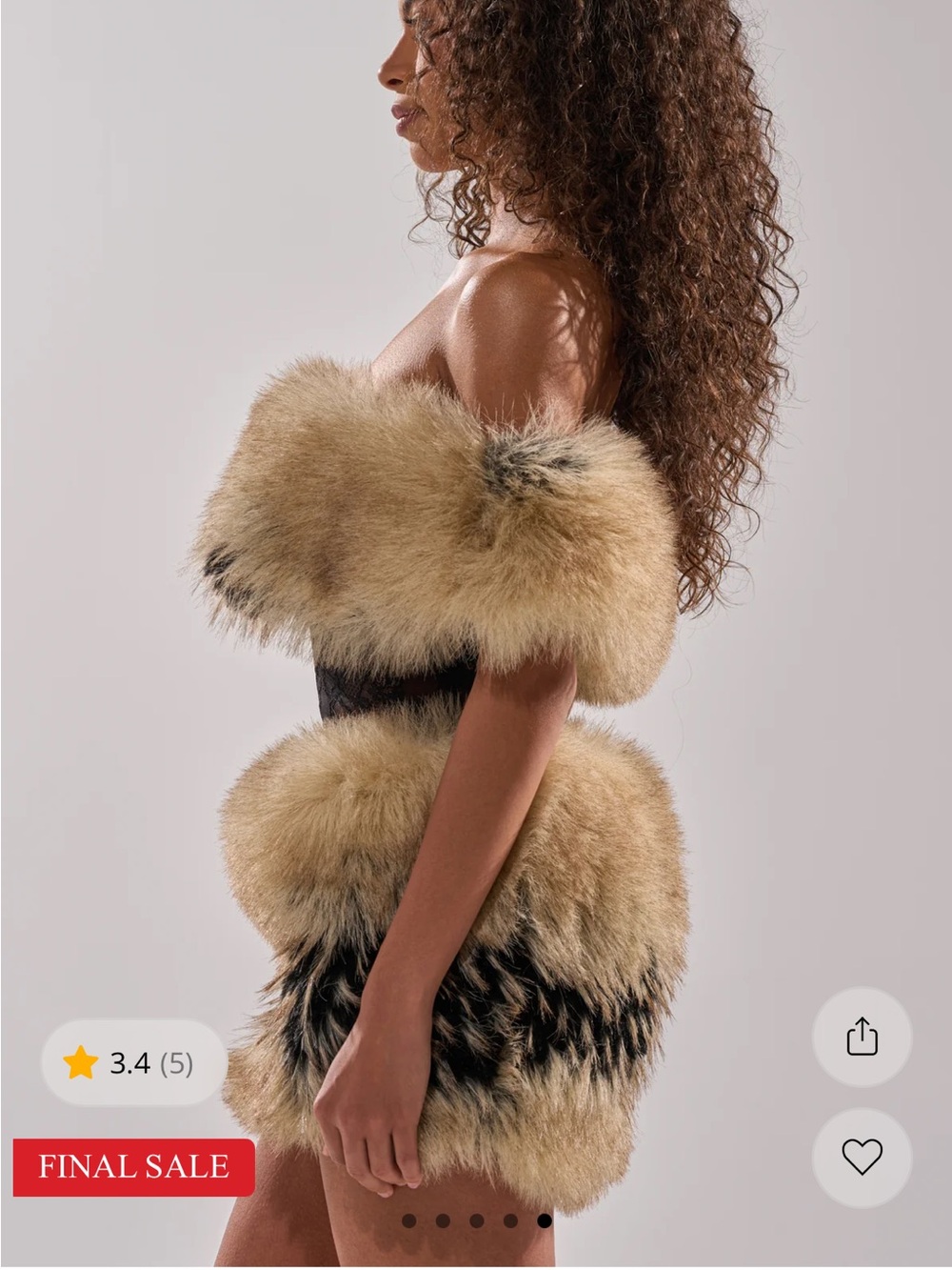 AKIRA Tan & Black Faux Fur Lace Mini Dress - Picture 12 of 16